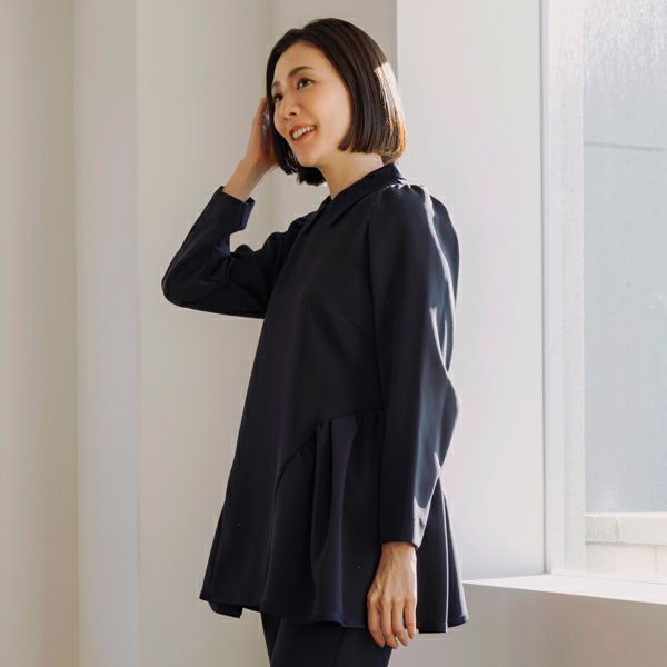 ブランドバッグ 人気ランキング2025 ☆】【返品不可】【SONO NAVY】ﾗｳﾝﾃﾞｨｯｼｭﾌﾚｱﾁｭﾆｯｸﾌﾞﾗｳｽ トップス
