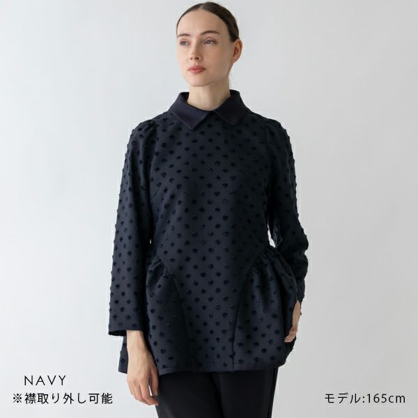 SONO ドットフレアチュニック　ブラック　美品 MORE SALE】【返品不可】【SONO NAVY】-Dot JACQARD-ﾗｳﾝﾃﾞｨｯｼｭ