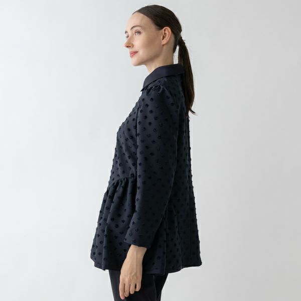 MORE SALE】【返品不可】【SONO NAVY】-Dot JACQARD-ﾗｳﾝﾃﾞｨｯｼｭ