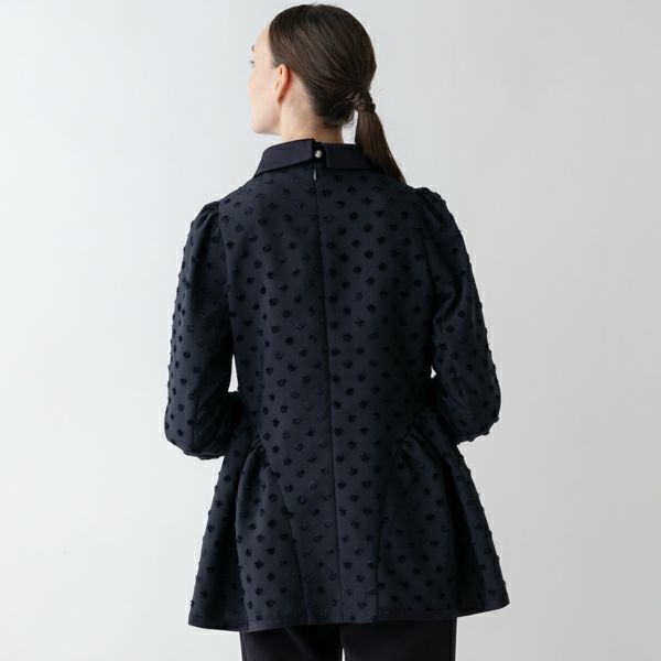 SONO NAVY Dot Jacquard ラウンディッシュフレアチュニック MORE SALE】【返品不可】【SONO NAVY】-Dot JACQARD-ﾗｳﾝﾃﾞｨｯｼｭ