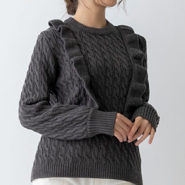 SONO】【WARM STRETCH】スカラップカラーチュニックプルオーバー 