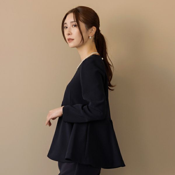 MORE SALE】【返品不可】【SONO NAVY】ﾚﾃﾞｨﾌﾚｱﾉｰﾌﾞﾘｰﾌﾞﾗｳｽ