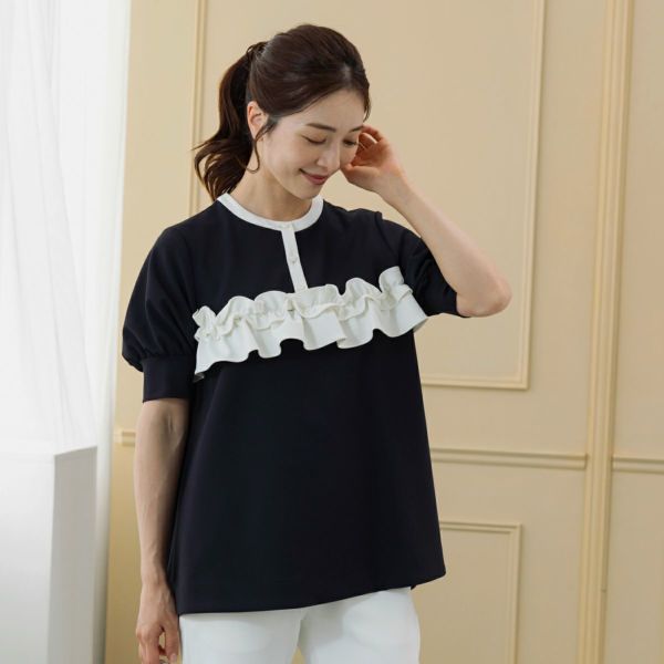 ☆】【返品不可】【SONO】フリルフルチュニックプルオーバー