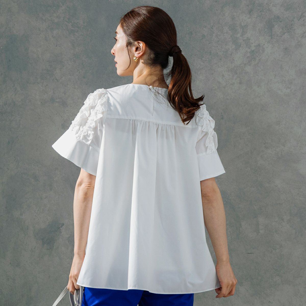 美品】sono ソーノ フレア フリル ベルスリーブ コットン