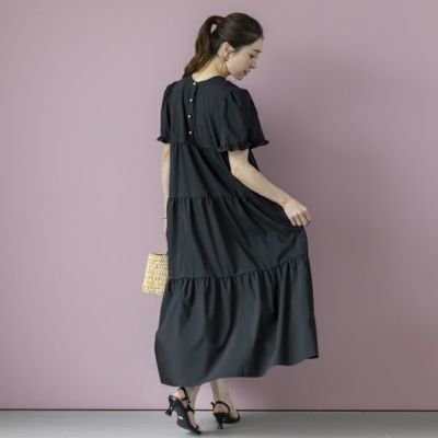 SONO NAVY】－Dot Jacquard－ラッフルフリルレディワンピース