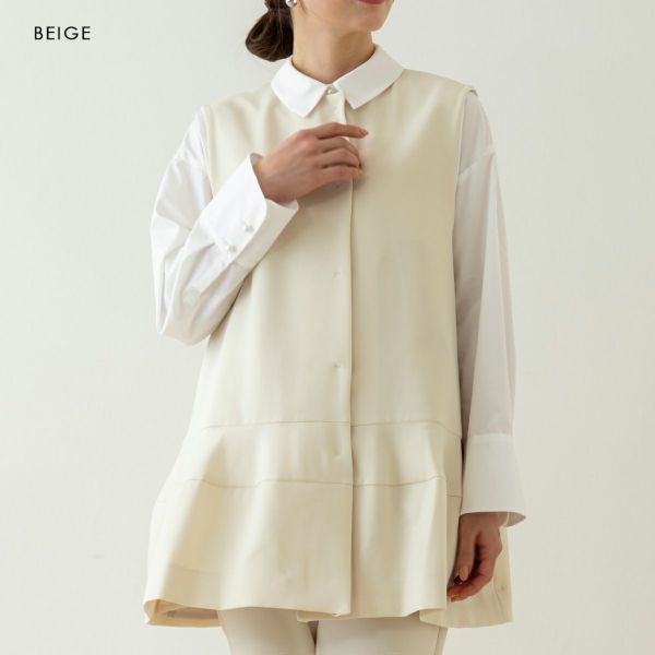 ら*ん様 SONO NAVY】【防シワダブルクロス】ポタリーチュニックジレ ら*ん様 SONO NAVY】【防シワダブルクロス】ポタリーチュニック