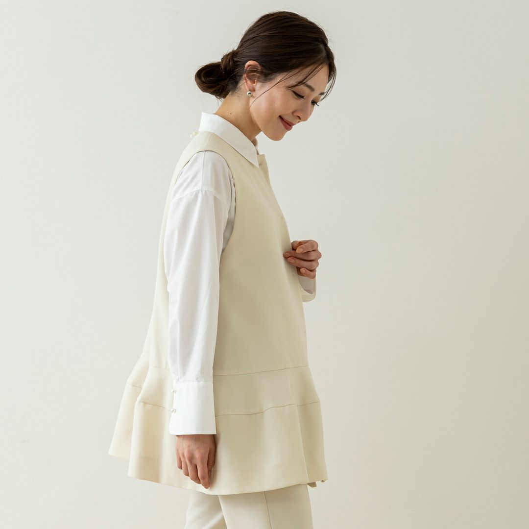 Sono - 完売品 SONONAVY ベージュ ポタリーヘムチュニックジレの