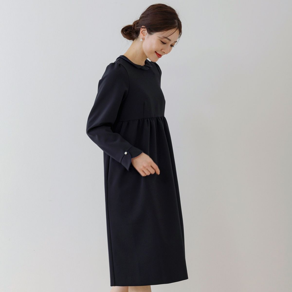 SONO NAVY】アンサンブルフラワーカラーレディワンピース