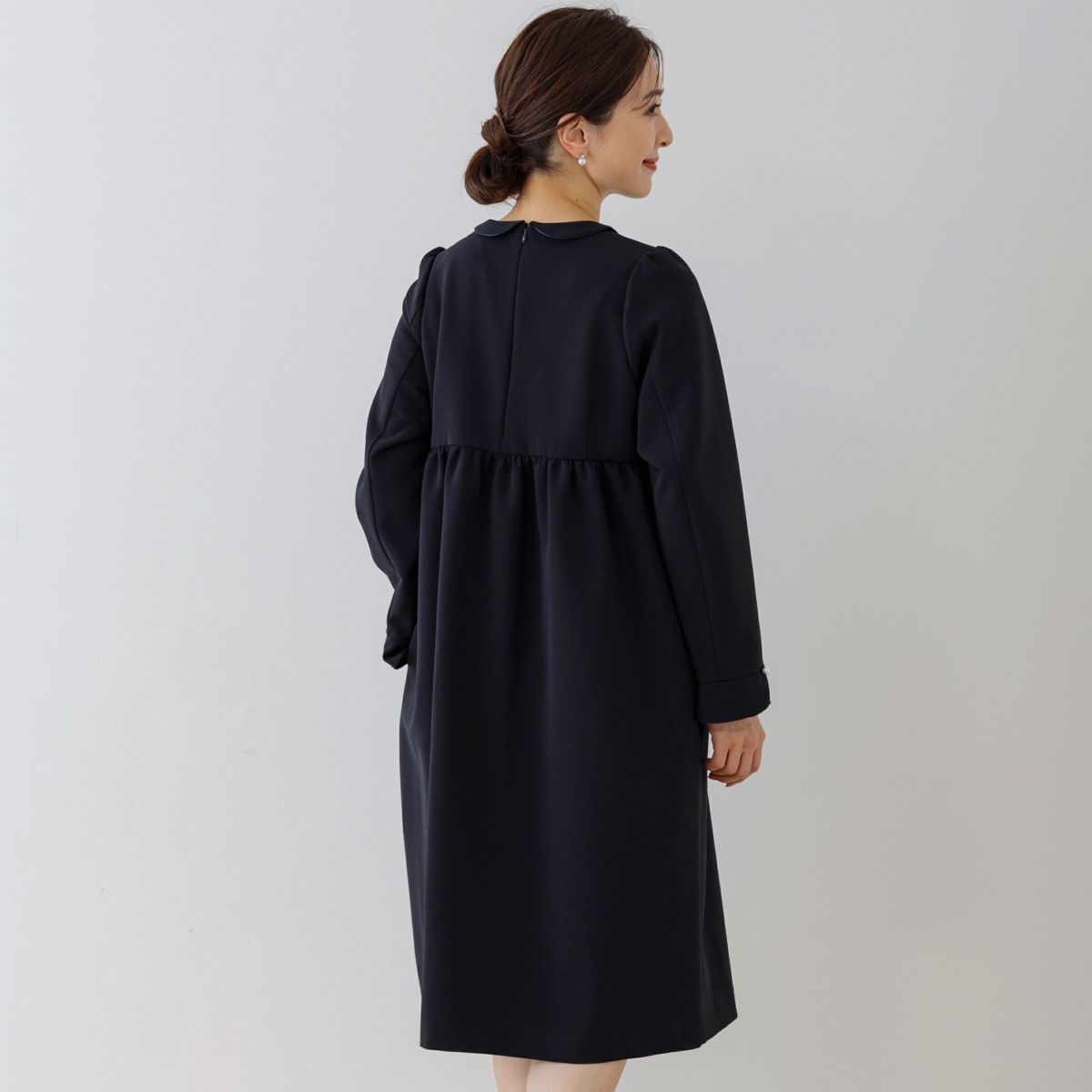 SONO NAVY】アンサンブルフラワーカラーレディワンピース【20250117