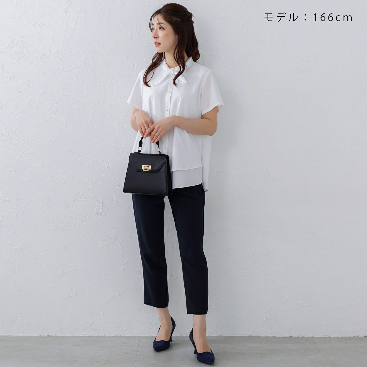 SALE [30%OFF] SONO (ソーノ) ブラウス ミニスカーフカラー フレアシルエット 半袖 パールボタン S252BV036 返品不可 SONO/ソーノ】【SONO NAVY/ソーノネイビー】ミニスカーフカラー