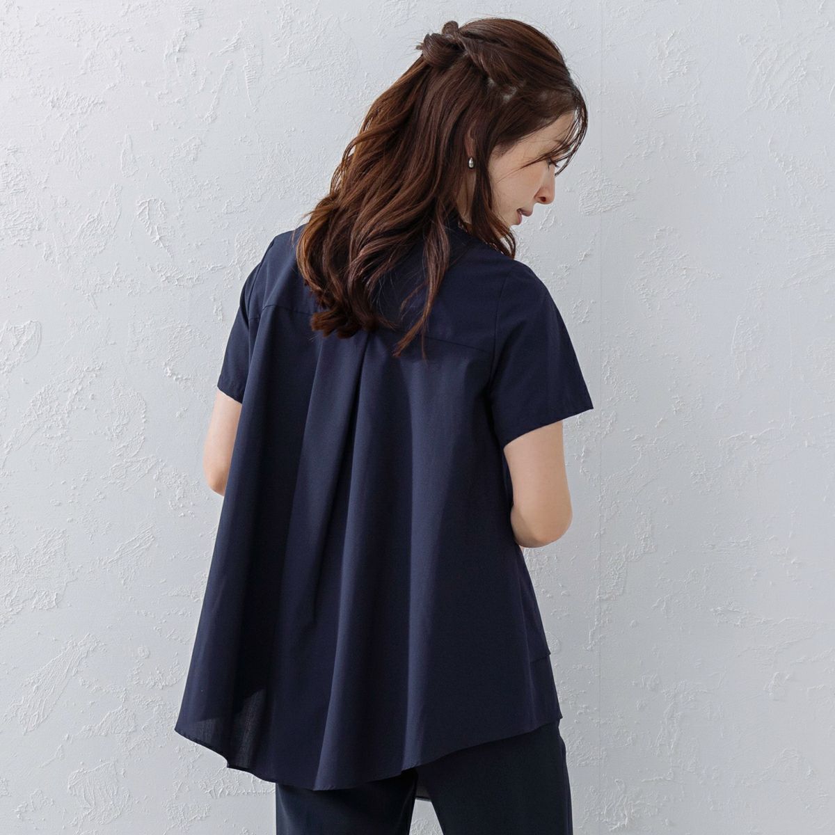 SALE [30%OFF] SONO (ソーノ) ブラウス ミニスカーフカラー フレアシルエット 半袖 パールボタン S252BV036 返品不可 SONO/ソーノ】【SONO NAVY/ソーノネイビー】ミニスカーフカラー
