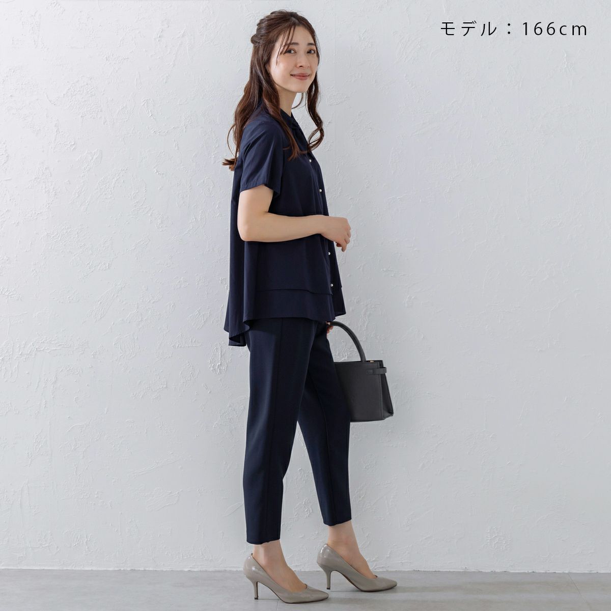 SALE [30%OFF] SONO (ソーノ) ブラウス ミニスカーフカラー フレアシルエット 半袖 パールボタン S252BV036 返品不可 SONO/ソーノ】【SONO NAVY/ソーノネイビー】ミニスカーフカラー