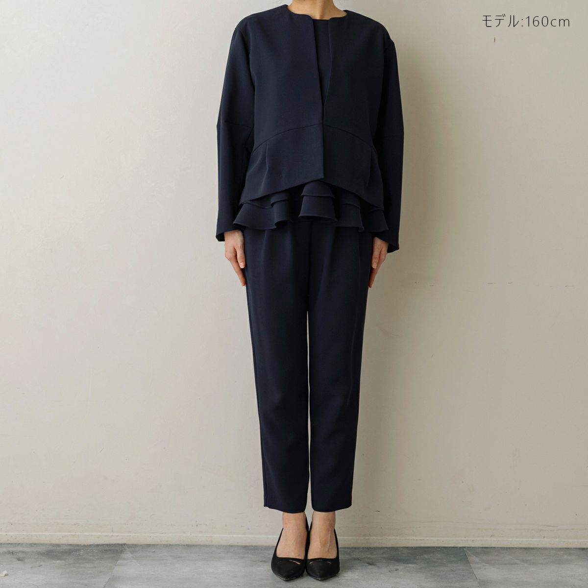 SONO NAVY ティアードペプラムジャケット SONO NAVY】ティアードペプラムジャケット【20250117