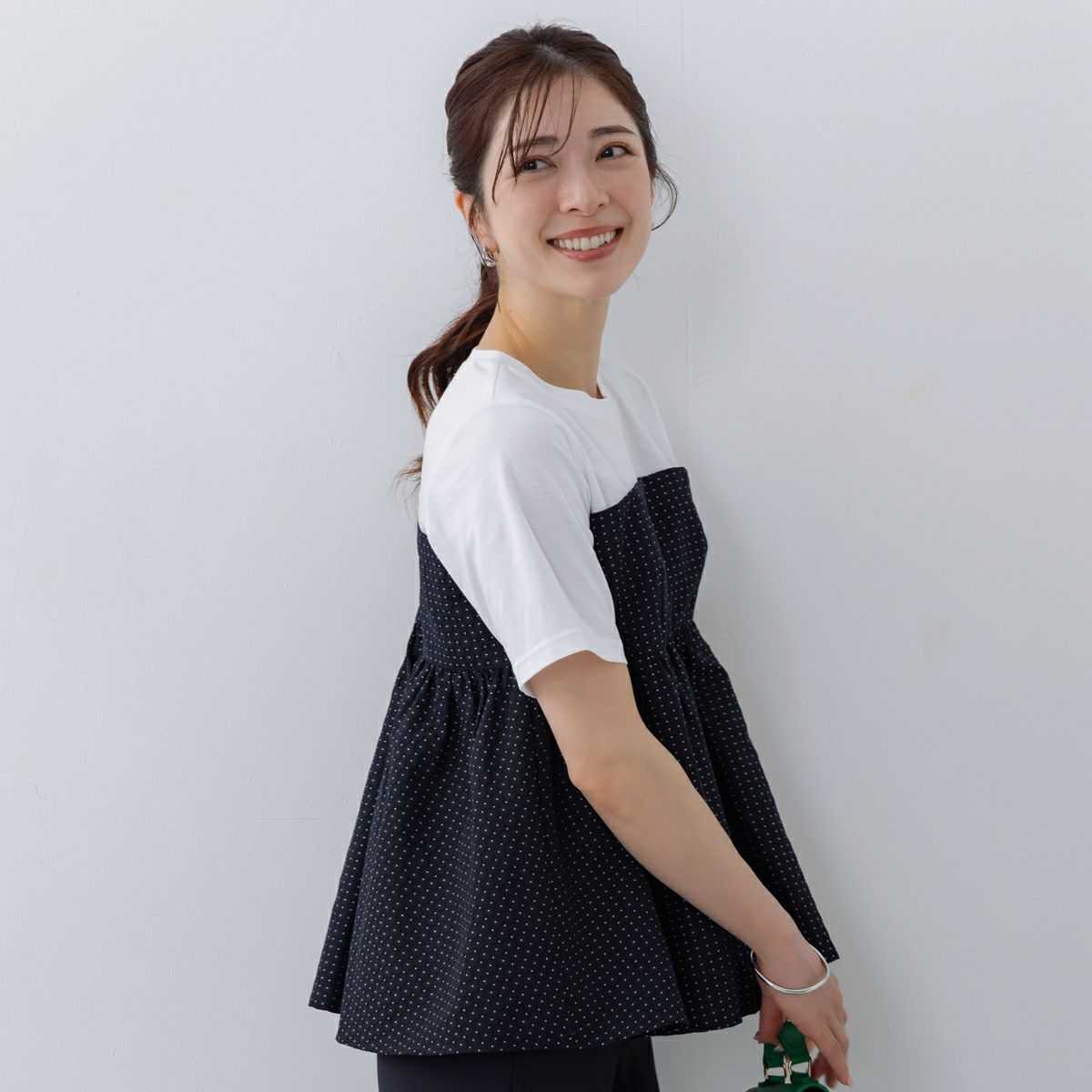 SONO】 ビスチェライクミニリボンジャカードプルオーバー