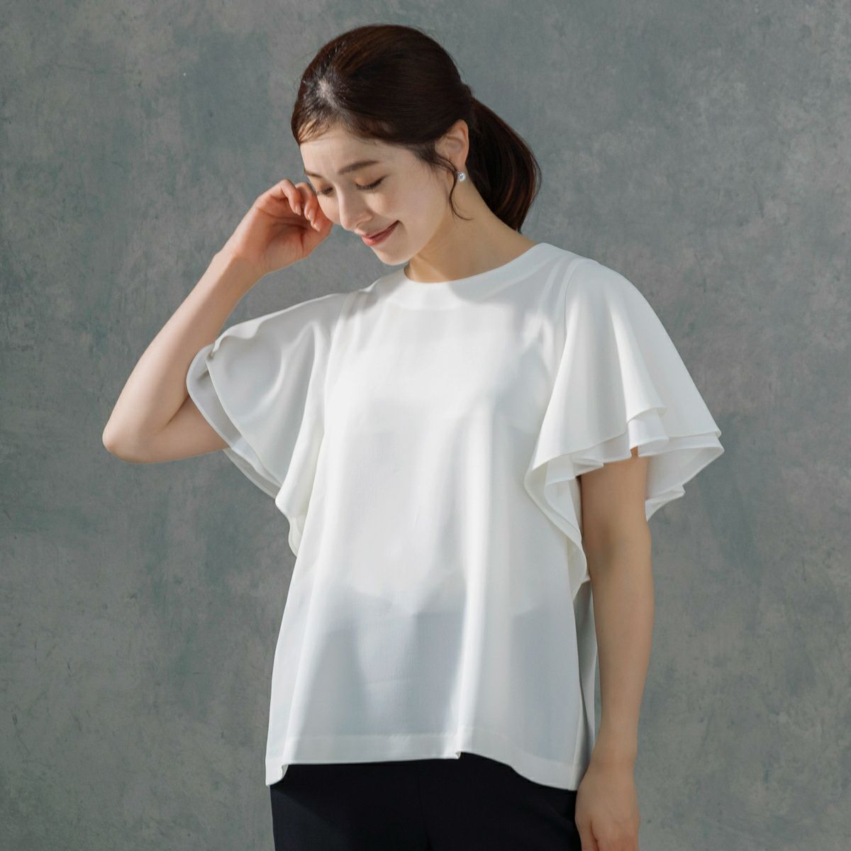 SONO (ソーノ) ハーモニーフレア ブラウス 防シワ 吸汗速乾 ストレッチ セットアップ対応 S253BV033 SONO NAVY】ハーモニーフレアブラウス【20250711】 | Spendard.com