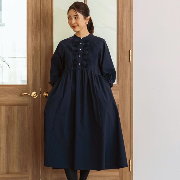 【新品】完売sono ミニスカーフ　ワンピース　ネイビー スカーフ柄 ロングワンピース（08-06OI06-204）｜アルチザン