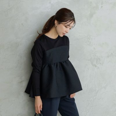 ダックス　新品★MAISON SONO ペプラムシャツ セール】前開きペプラム刺繍ブラウス（シャツ/ブラウス）｜coca