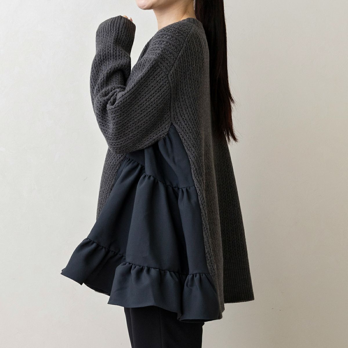 SONO】サイドティアードチュニックニットプルオーバー【20251114