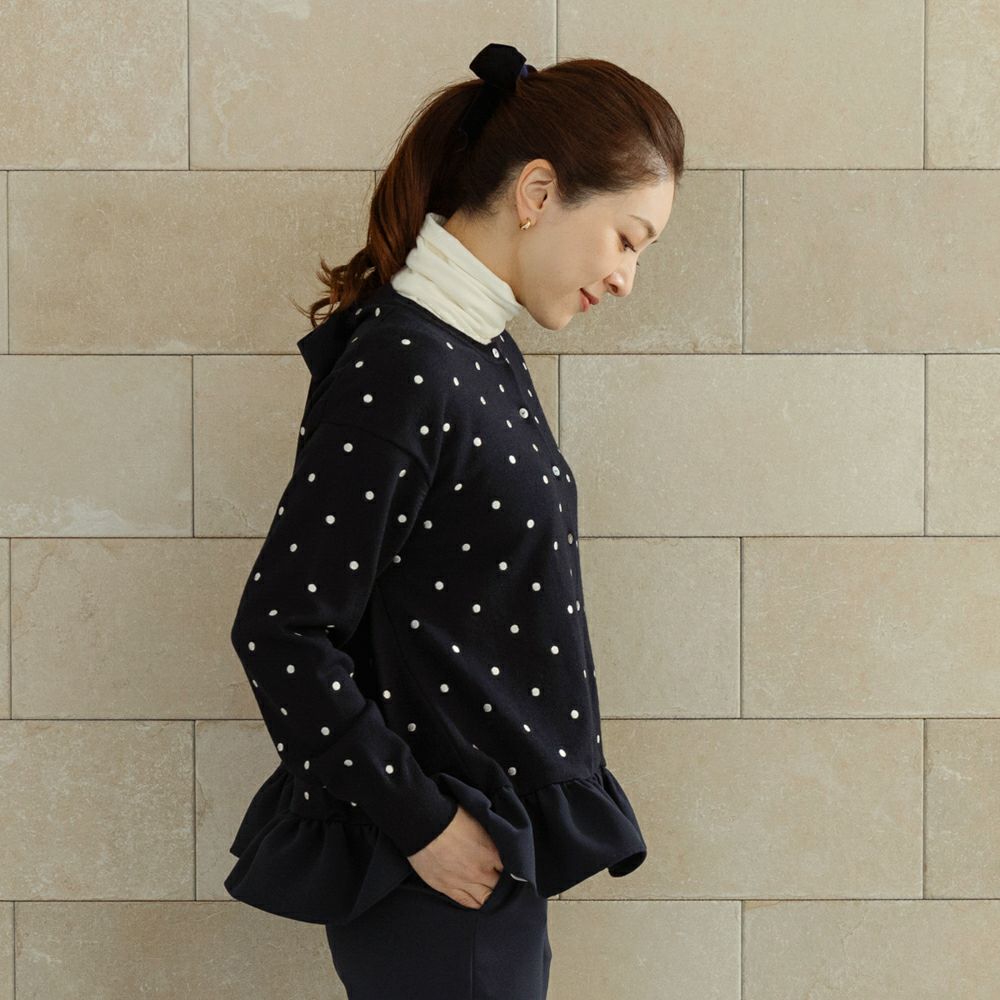 SONO】サークルフレア ドットニットカーディガン【20251205