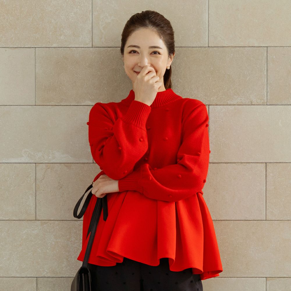 SONO】ポンポンハイブリッドニットプルオーバー【20251205