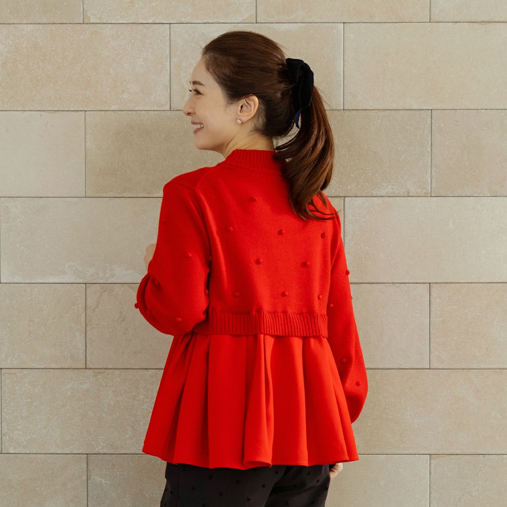 SONO】ポンポンハイブリッドニットプルオーバー【20251205