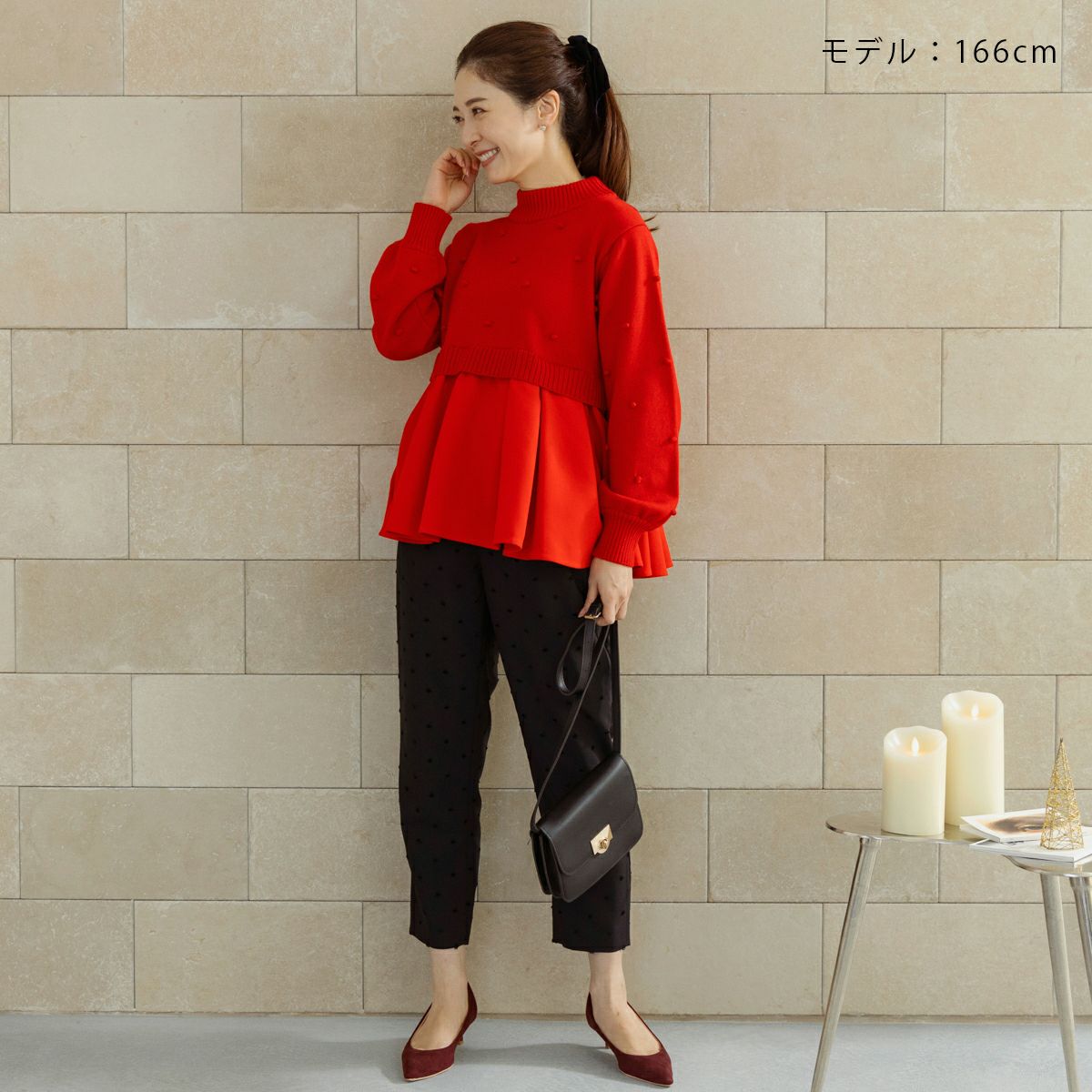 SONO】ポンポンハイブリッドニットプルオーバー【20251205