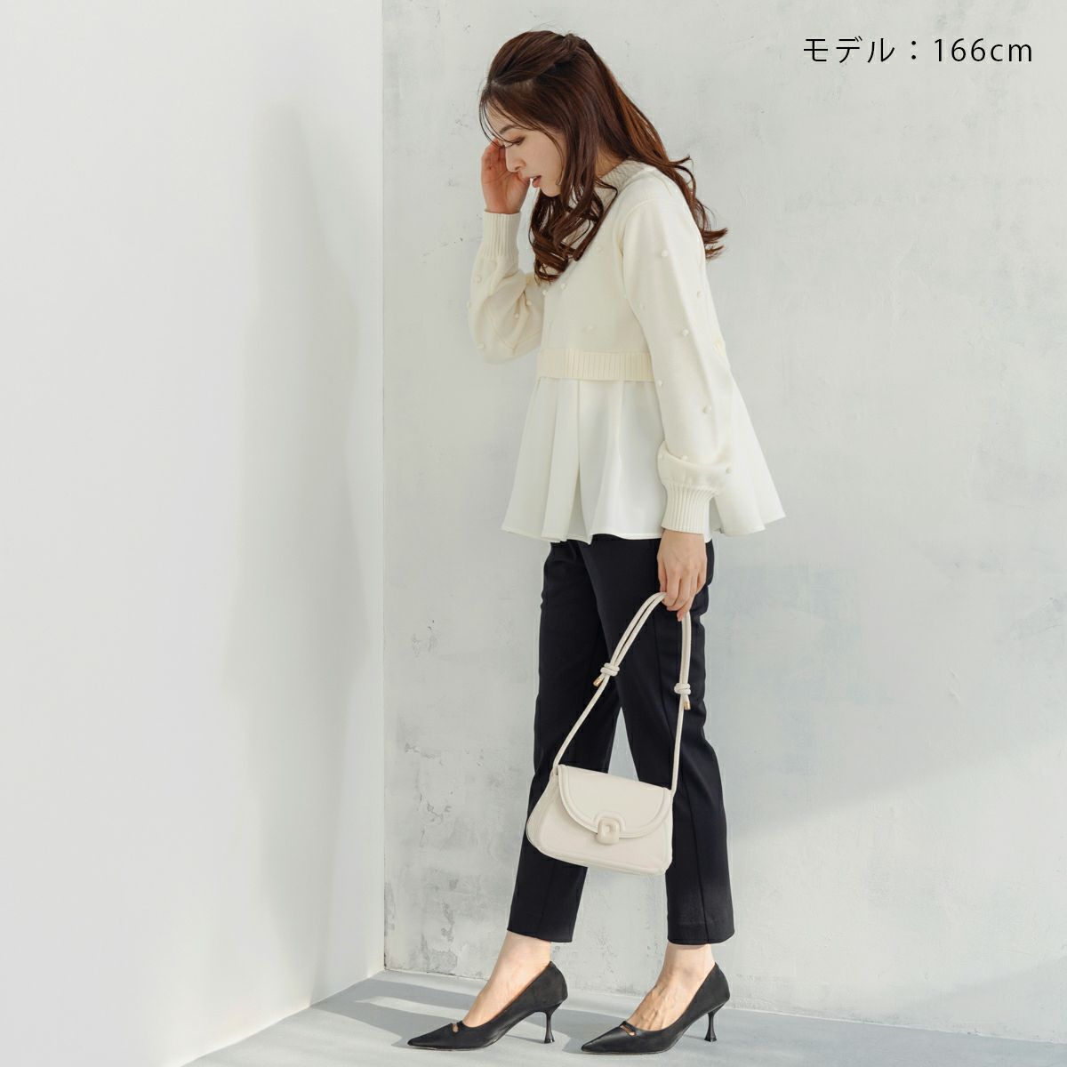 SONO】ポンポンハイブリッドニットプルオーバー【20251205