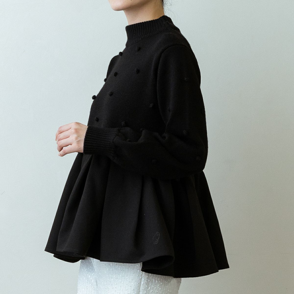 SONO】ポンポンハイブリッドニットプルオーバー【20251205