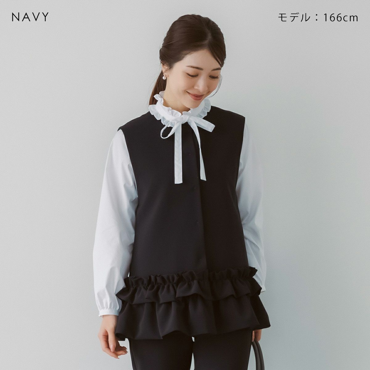 SONO NAVY】 フローラルフリルチュニックジレ【20260121】 | Spendard.com
