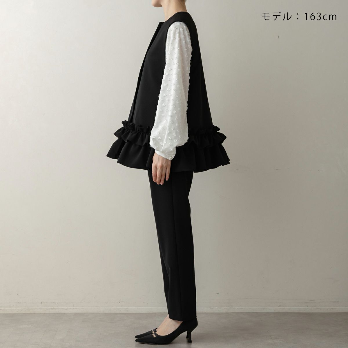 SONO NAVY】 フローラルフリルチュニックジレ【20260121】 | Spendard.com